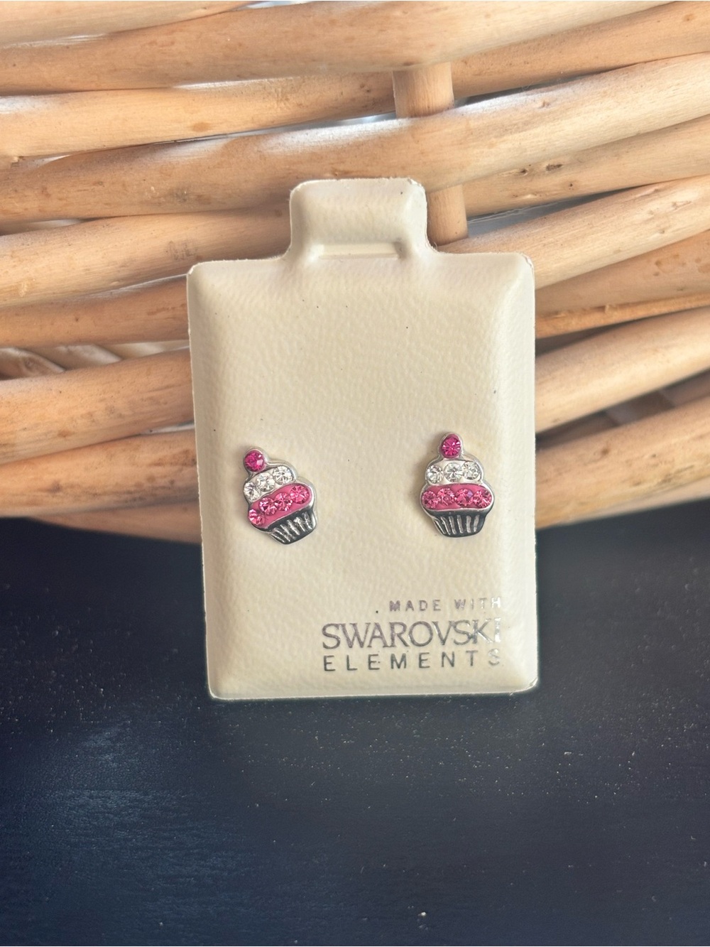 NWOT Pink Cupcake Stud Earrings